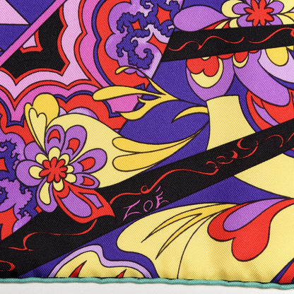 Hermes Silk L’ivresse De L’infini Scarf 90 Ultraviolet Cyclamen Vert 4 of 5