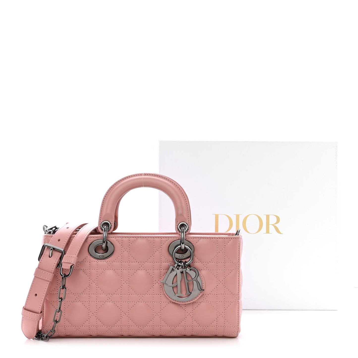 Lambskin Cannage Medium Lady D-Joy Old Rose