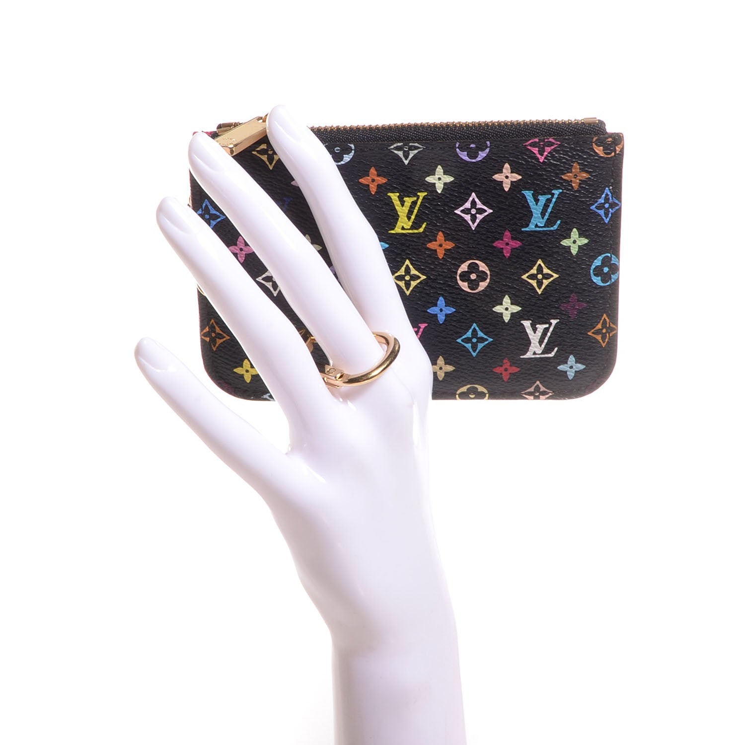 Louis Vuitton Monogram Multicolor Key Pouch Black Grenade 2 of 8