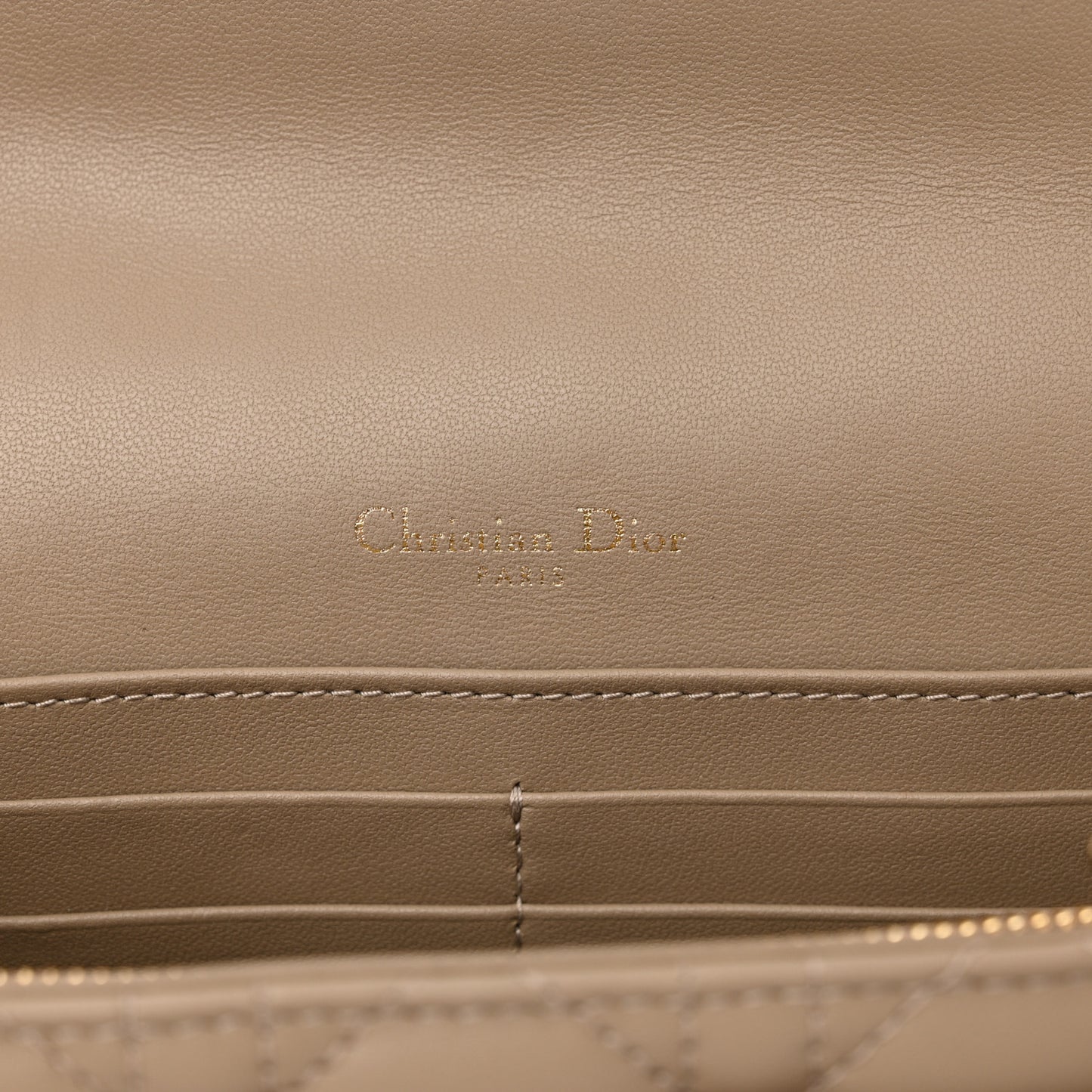 Lambskin Cannage Chain My Dior Daily Chain Pouch Powder Beige
