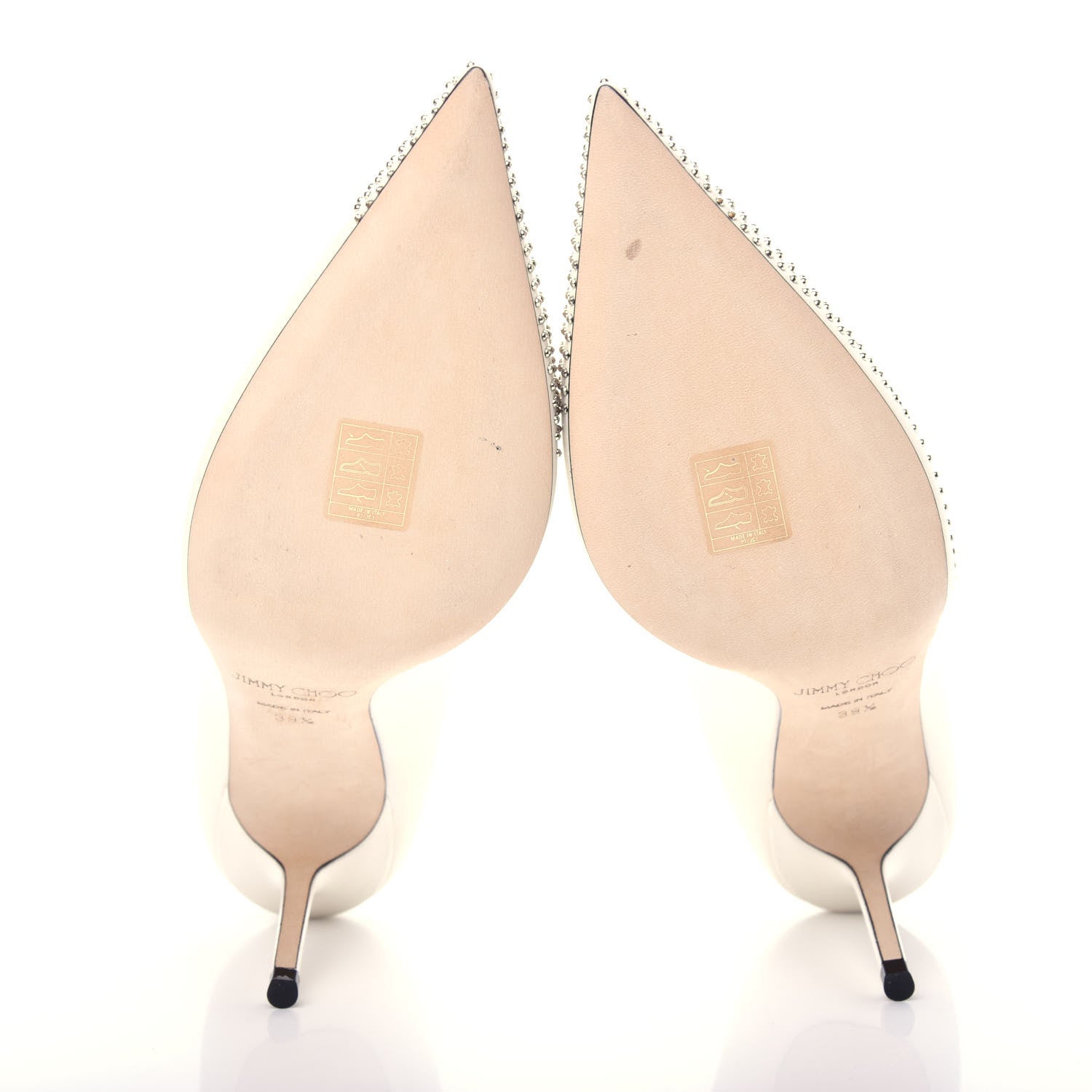 Jimmy Choo Calfskin Studded Love 85 Pumps 39.5 Latte Silver 6 of 10
