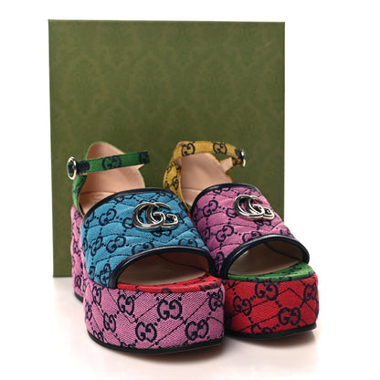 Gucci Monogram Multicolor Criss Cross Sandals 39 Light Blue Blue Pink Tabasco 9 of 9