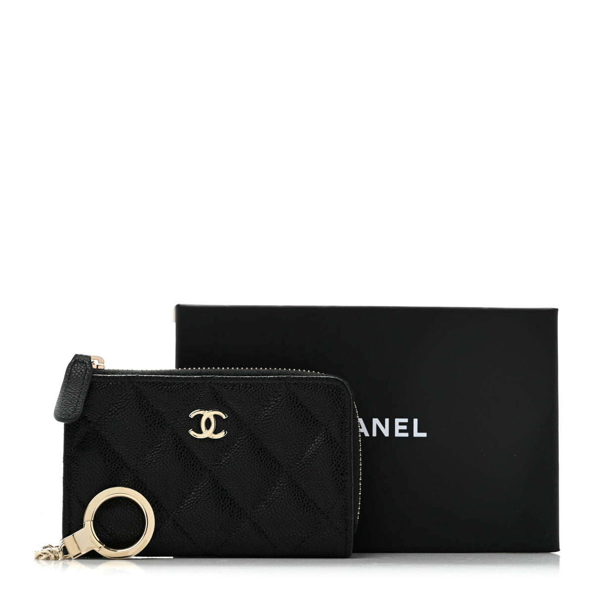 Chanel Caviar Quilted Zipped Key Holder Case Black 9 of 9