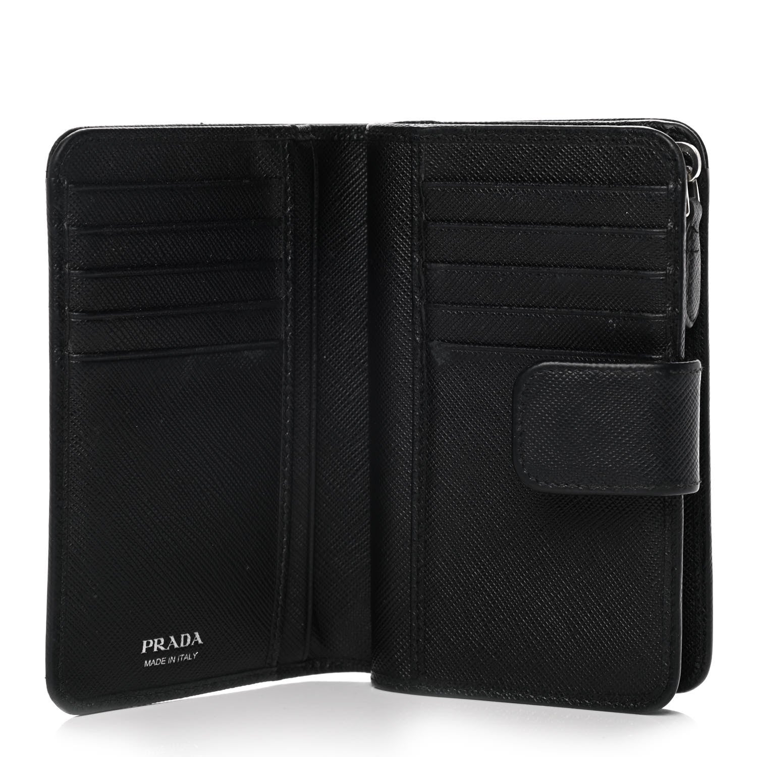 Prada Saffiano Metal Compact Wallet Black 6 of 13