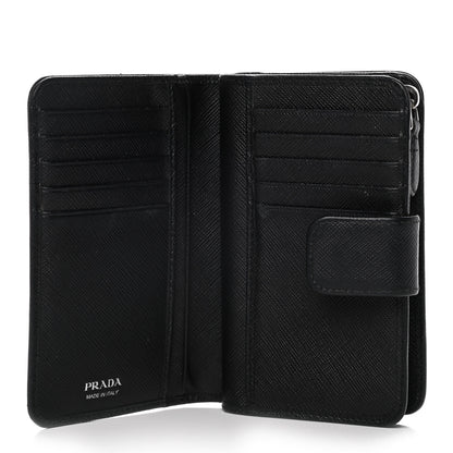 Prada Saffiano Metal Compact Wallet Black 6 of 13