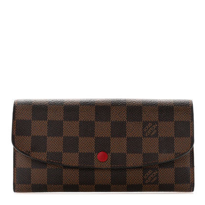 Louis Vuitton Damier Ebene Emilie Wallet Red 1 of 8