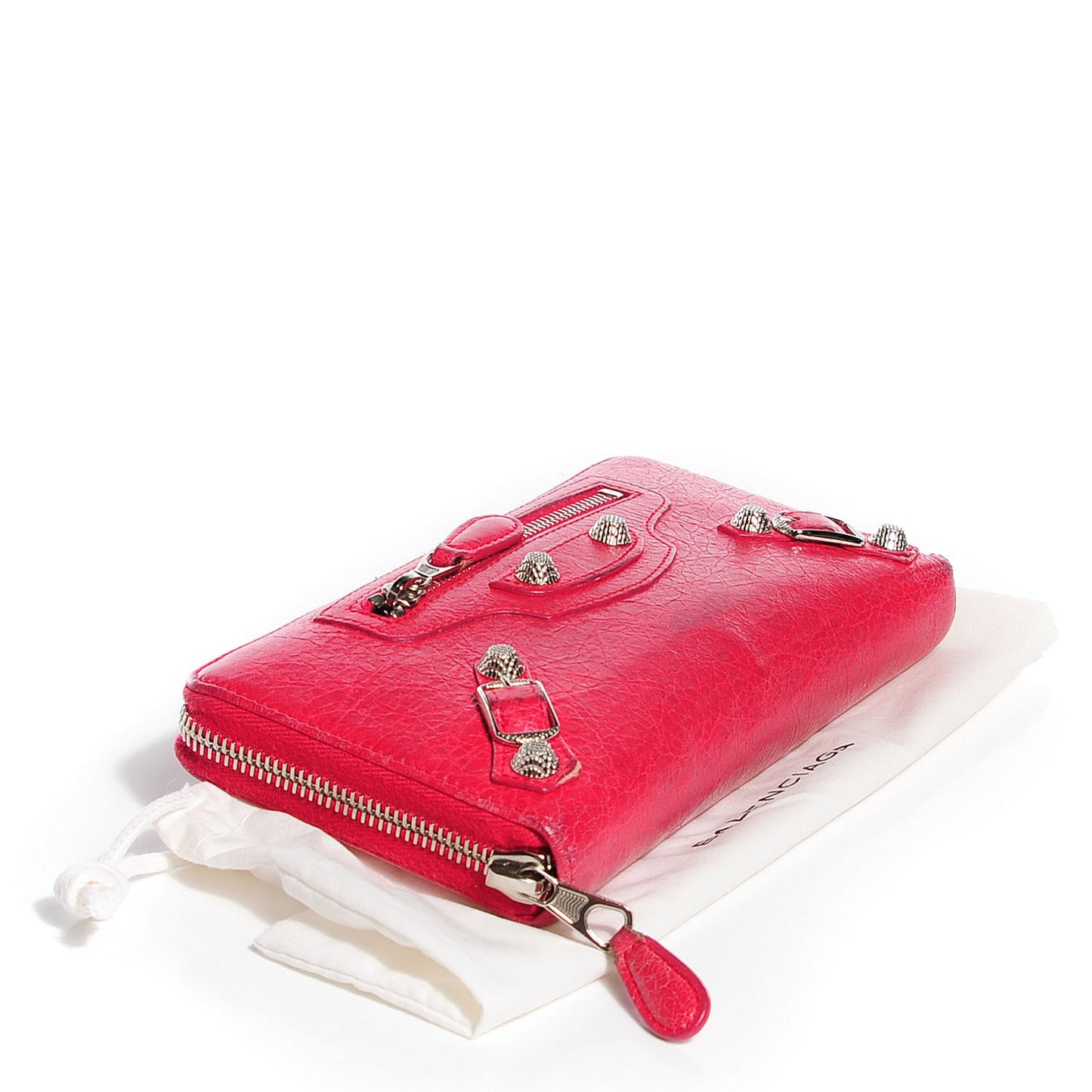 Agneau Giant 12 Silver Hardware Continental Zip Around Wallet Rose Thulian