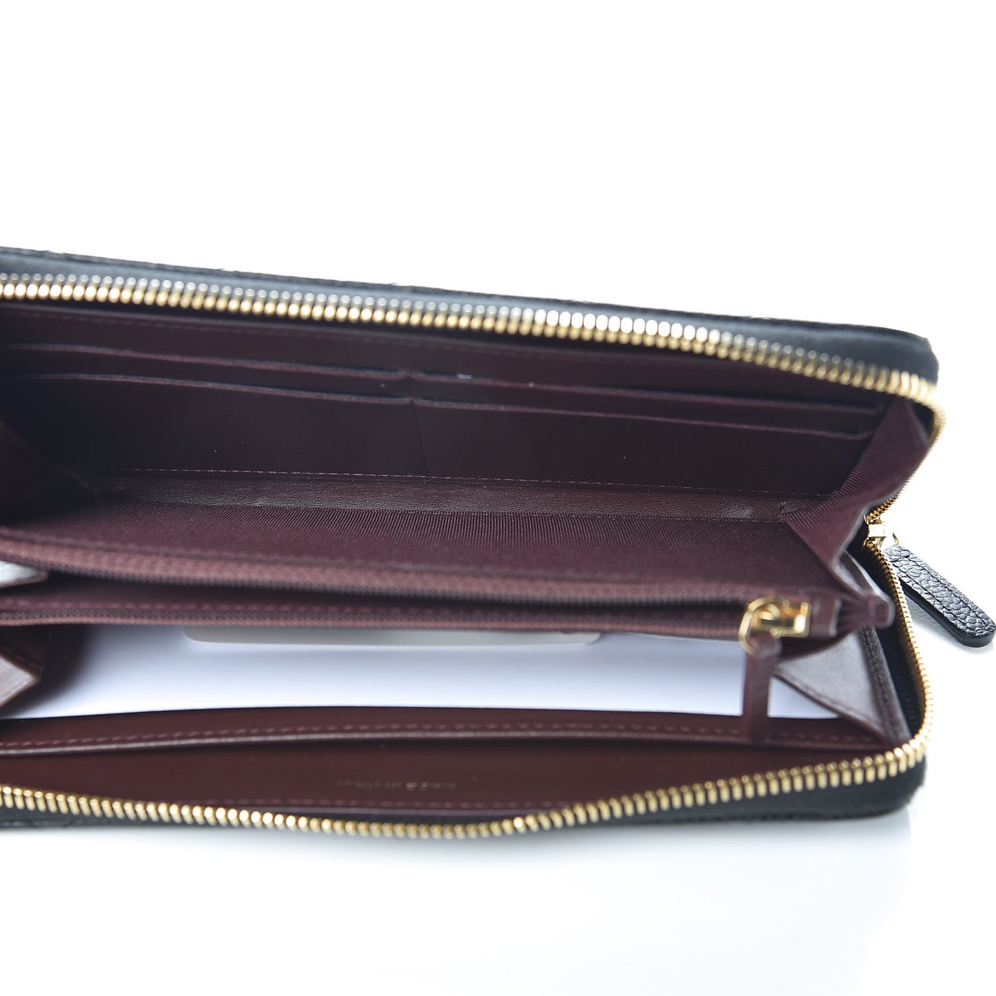 Caviar Quilted Large Gusset Zip Around Wallet Black