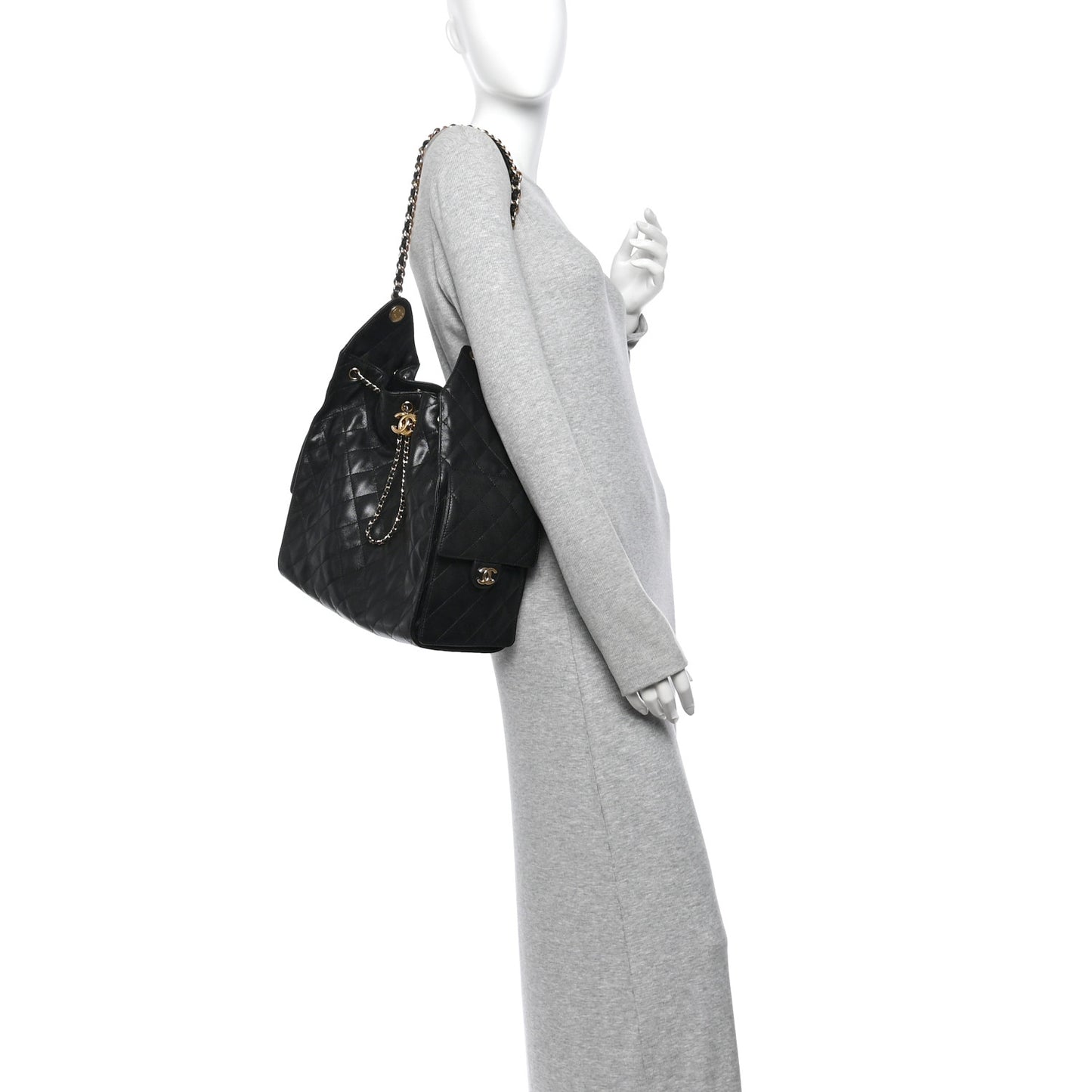 Caviar Quilted Medium Chanel 25 Handbag Black