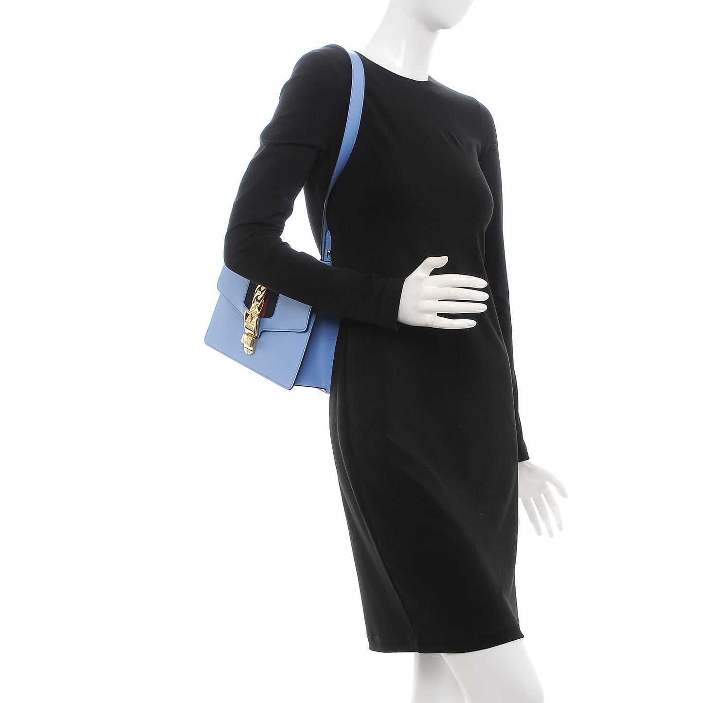Calfskin Small Sylvie Shoulder Bag Clear Sky Blue