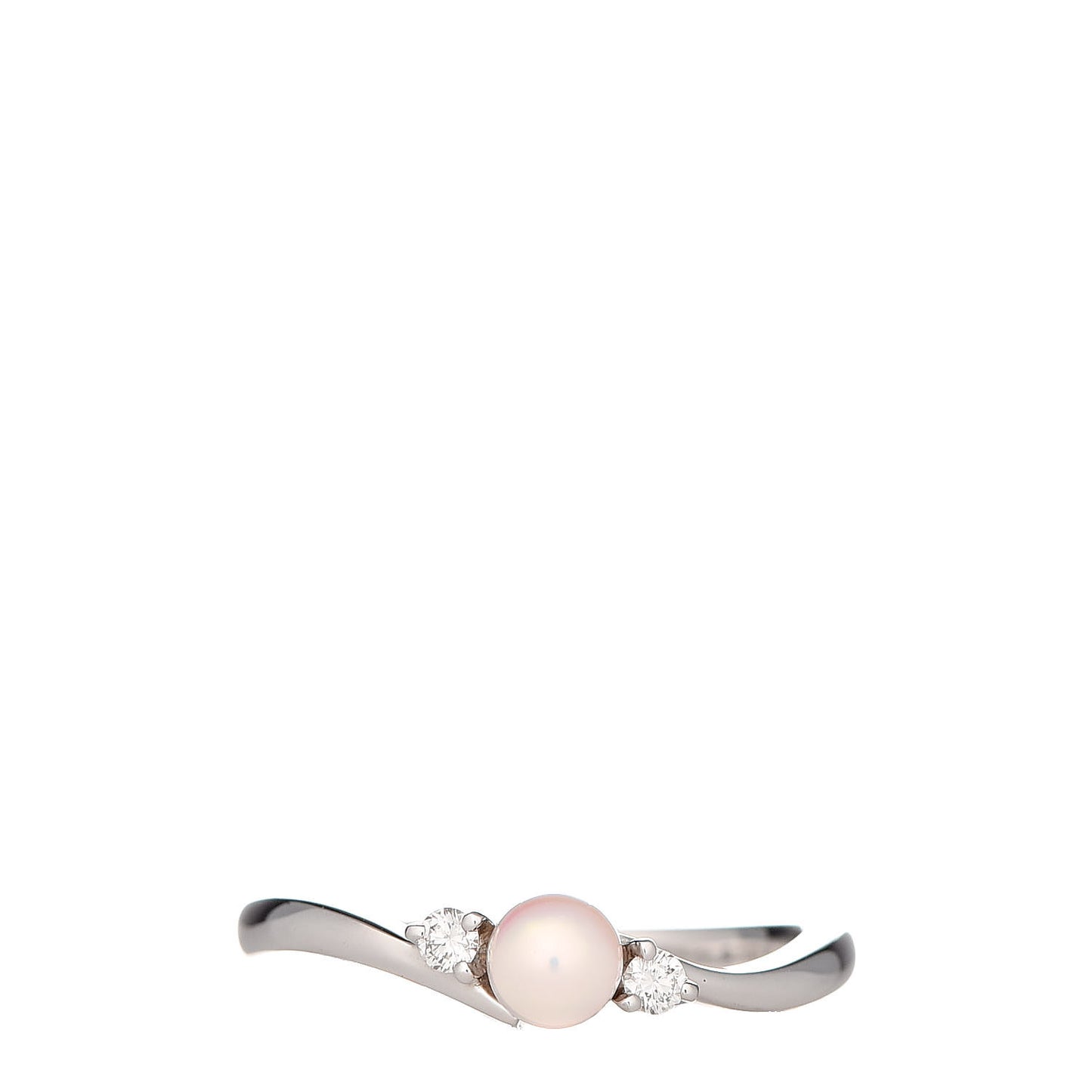 18K White Gold Diamond Akoya Pearl 4mm Ring 49 5