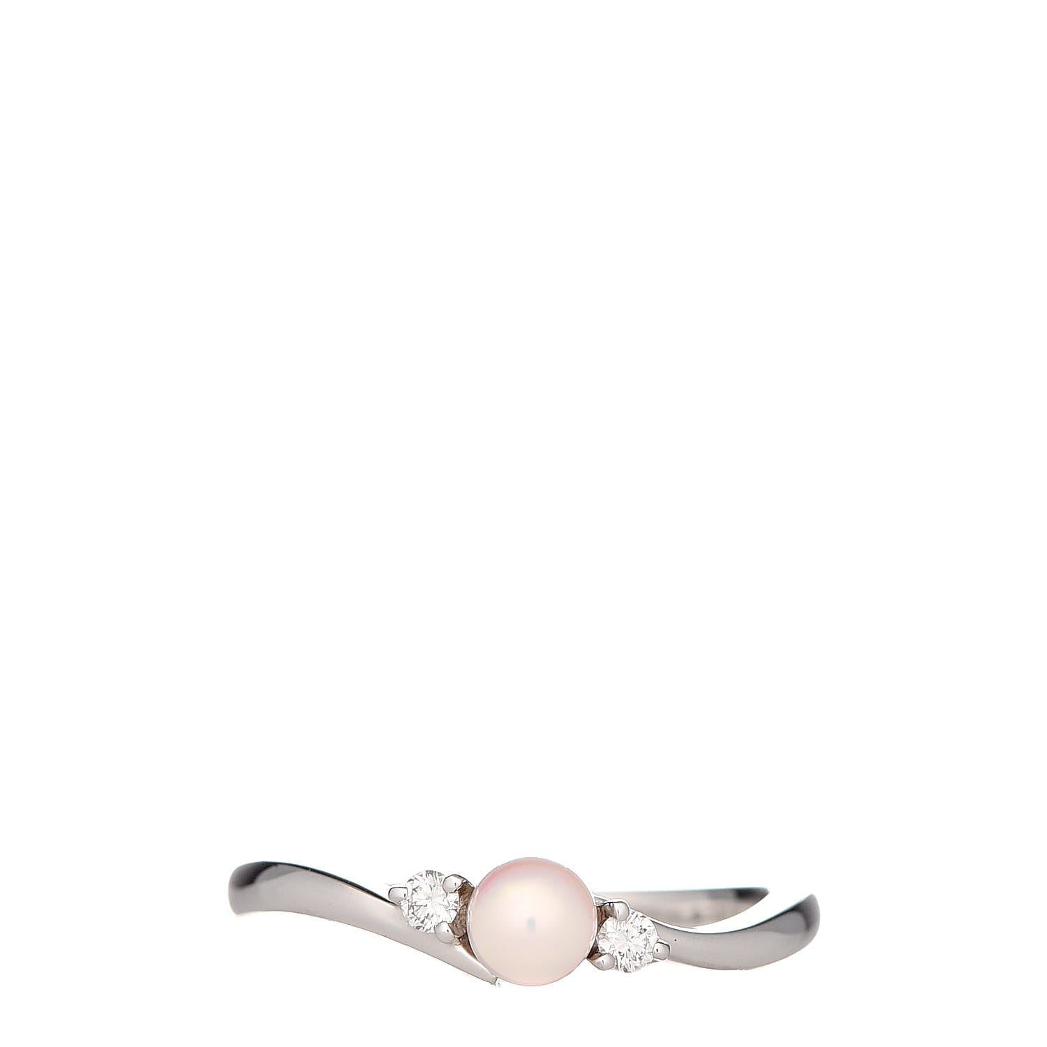 Mikimoto 18K White Gold Diamond Akoya Pearl 4mm Ring 49 5 1 of 5