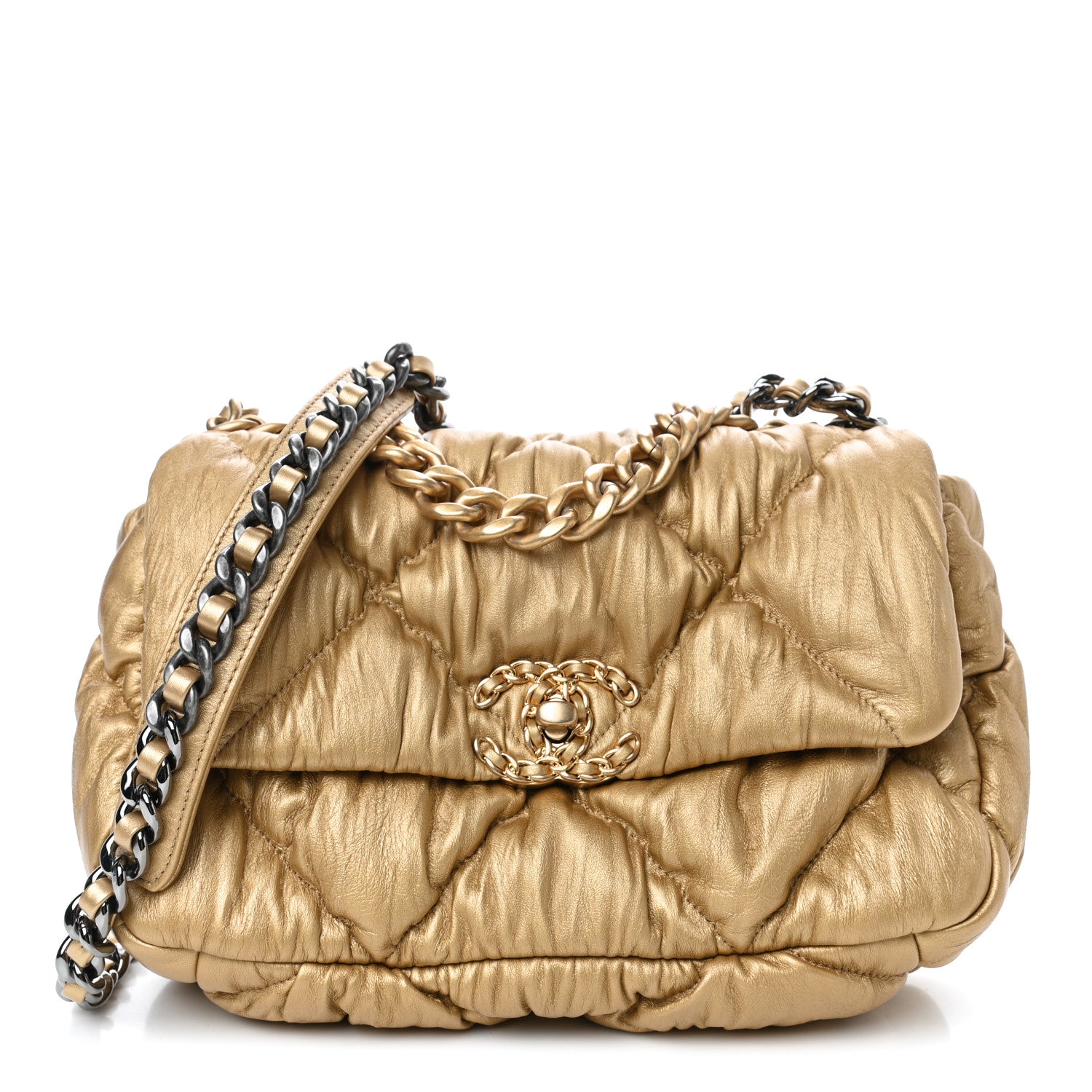 Chanel Iridescent Lambskin Quilted Medium Chanel 19 Flap Golden 1 of 4