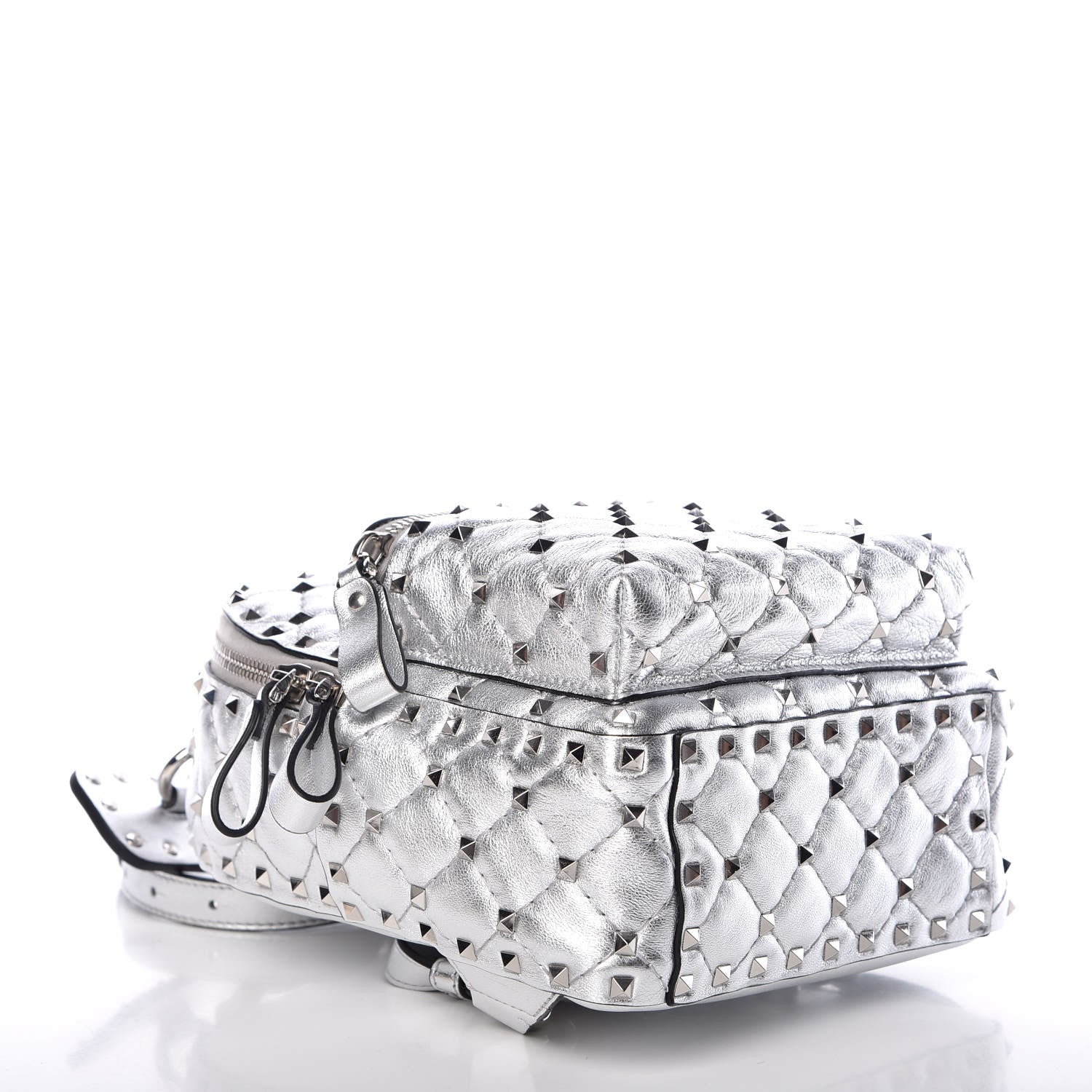 Valentino Garavani Metallic Nappa Mini Rockstud Spike Backpack Silver 4 of 6