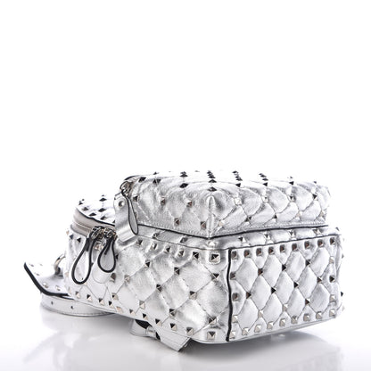 Valentino Garavani Metallic Nappa Mini Rockstud Spike Backpack Silver 4 of 6