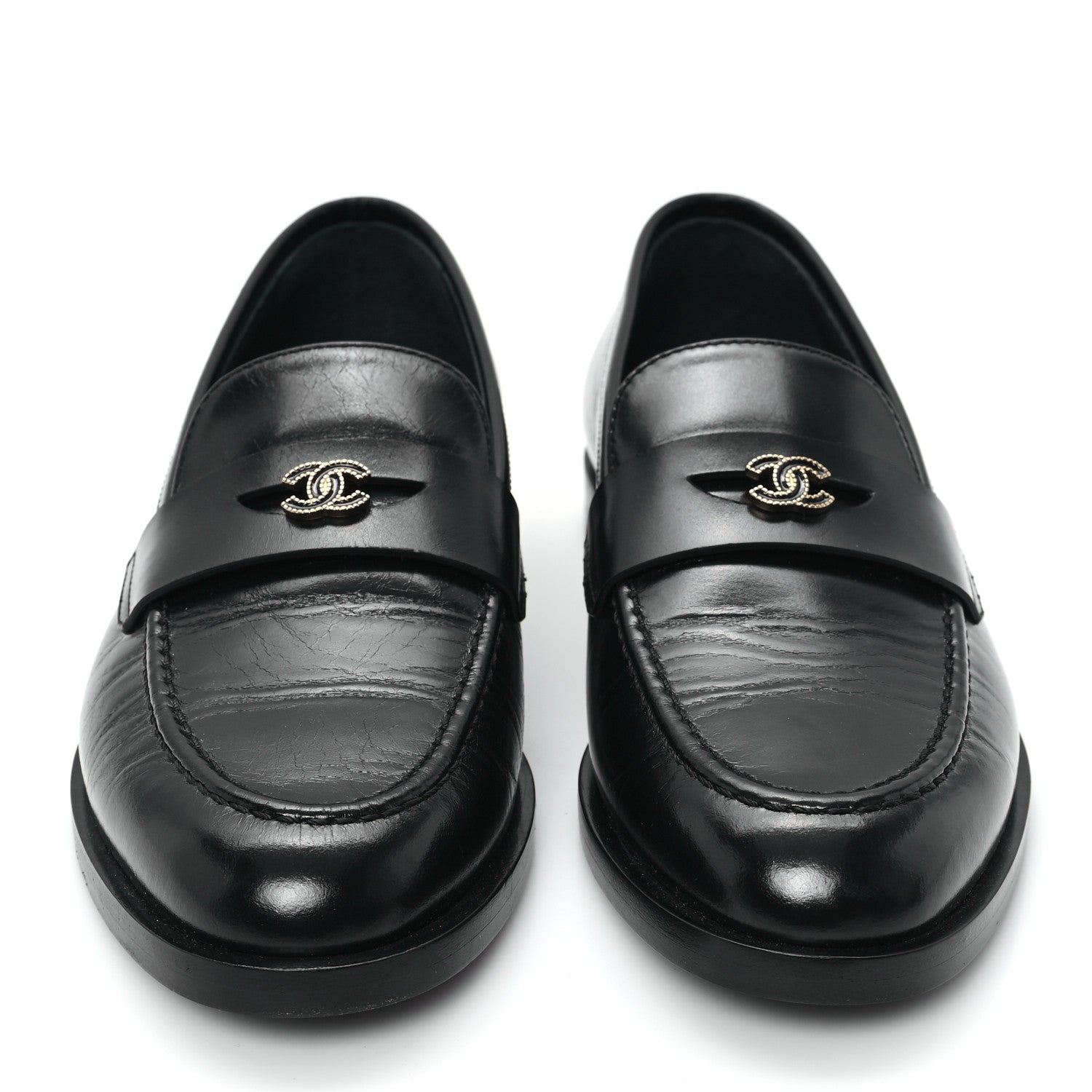 Chanel Shiny Calfskin CC Moccasin Loafers 36 Black 3 of 10