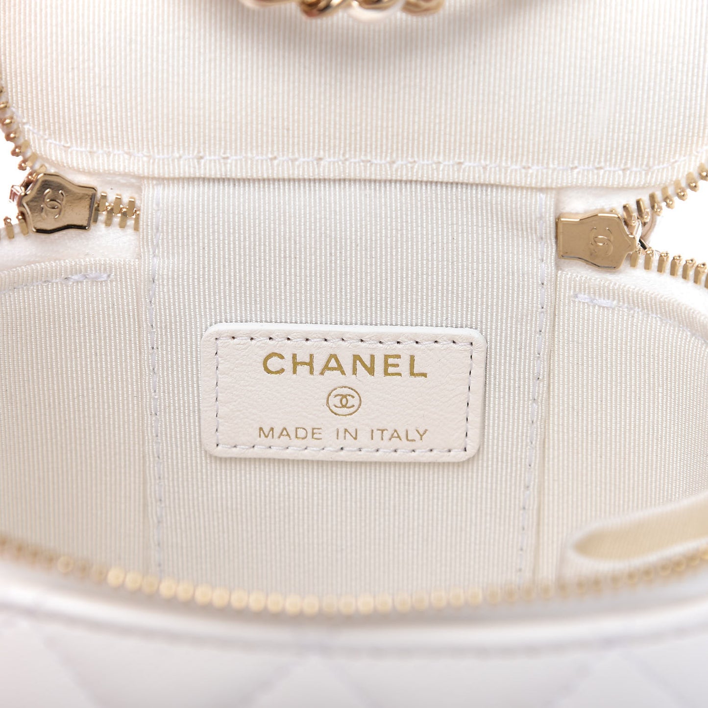 Lambskin Quilted My Chanel Lady Vanity Case With Chain White