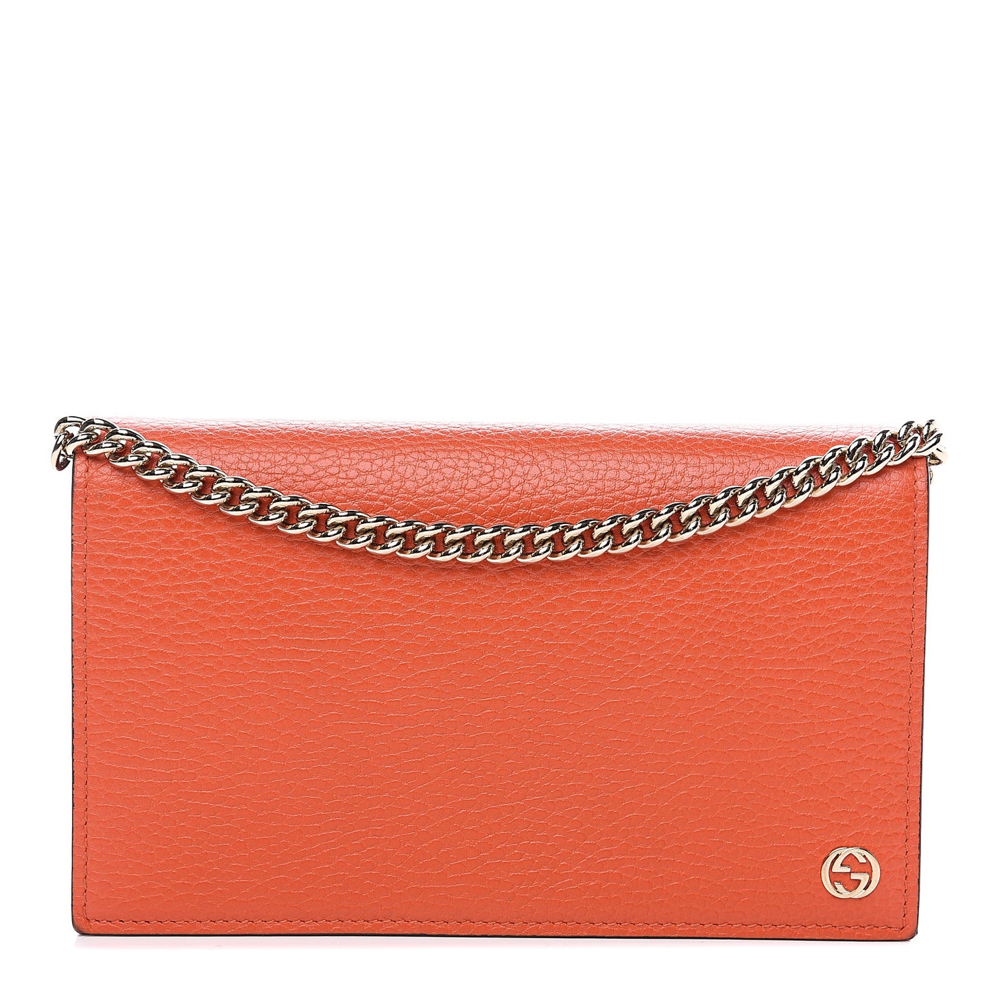 Dollar Calfskin Medium Betty Chain Wallet Sun Orange