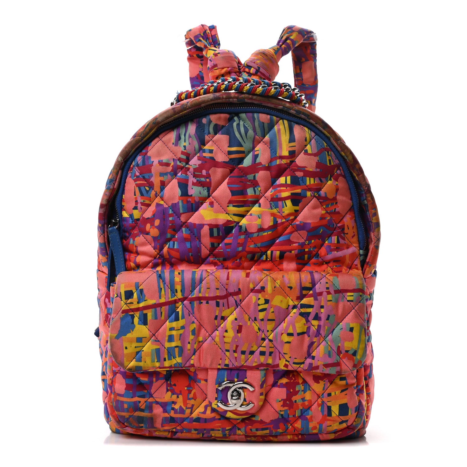 Chanel Foulard Fabric Quilted Printed Backpack Pink 2 of 19