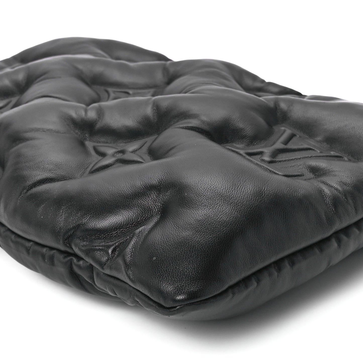 Lambskin Puffer A4 Pouch Black