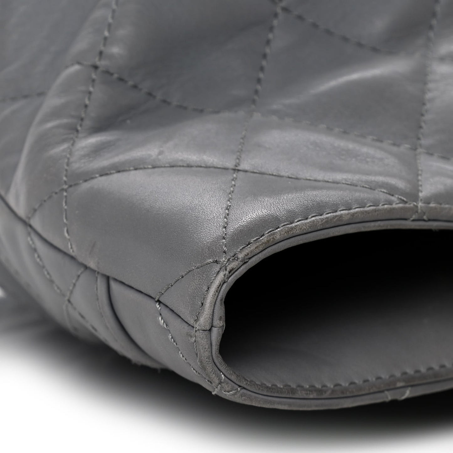 Lambskin Quilted Shopping Tote Grey