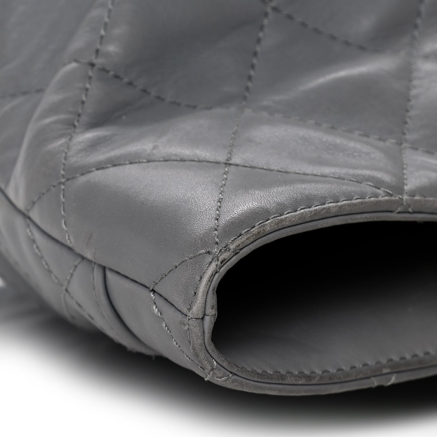 Chanel Lambskin Quilted Shopping Tote Grey 13 of 24