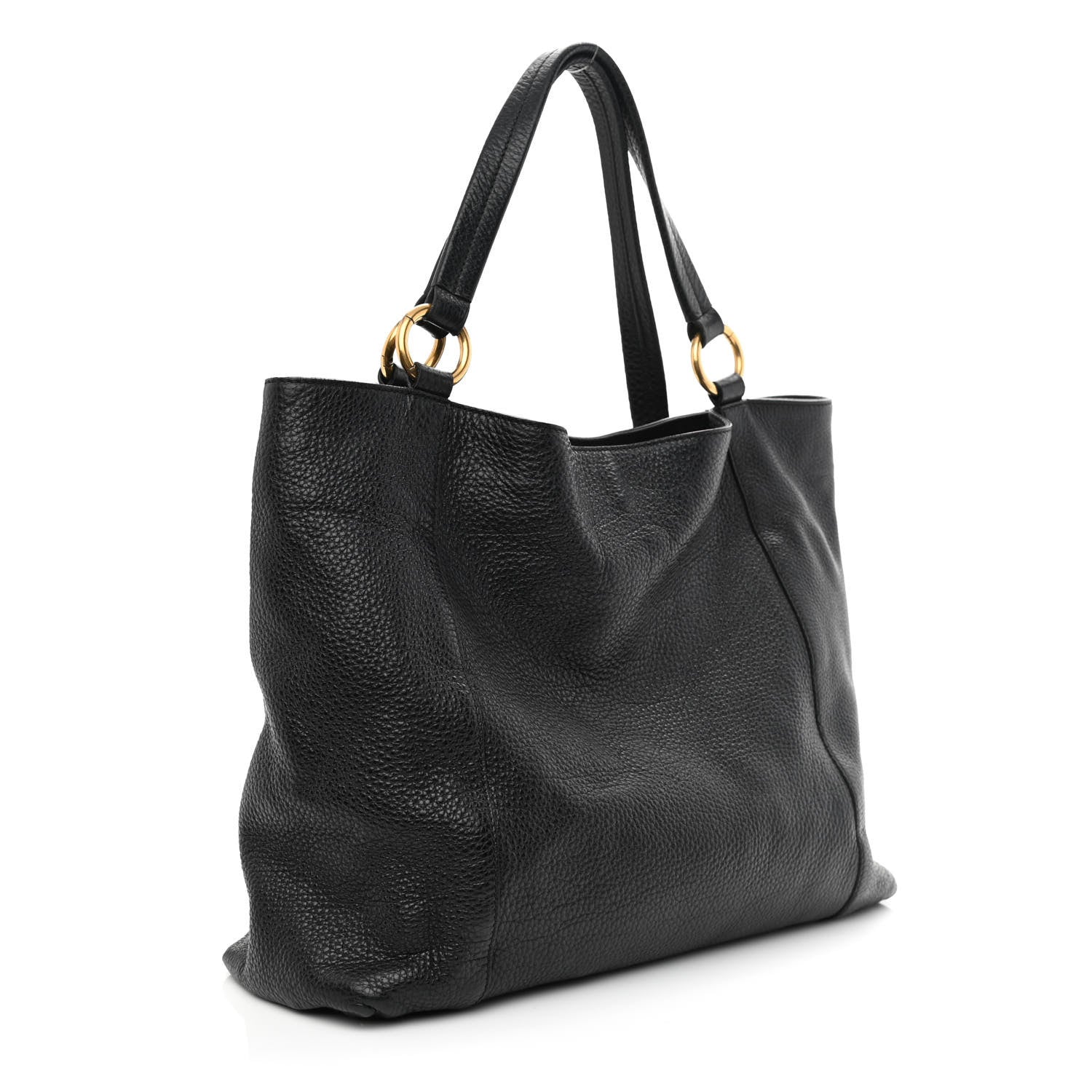 Gucci Pebbled Calfskin Twill Medium Tote Black 2 of 13
