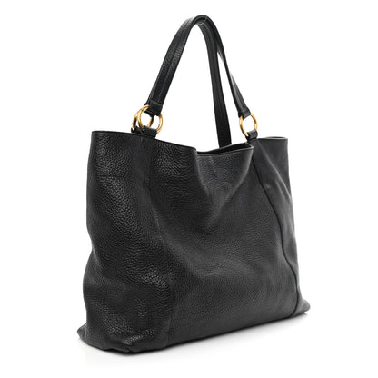 Gucci Pebbled Calfskin Twill Medium Tote Black 2 of 13