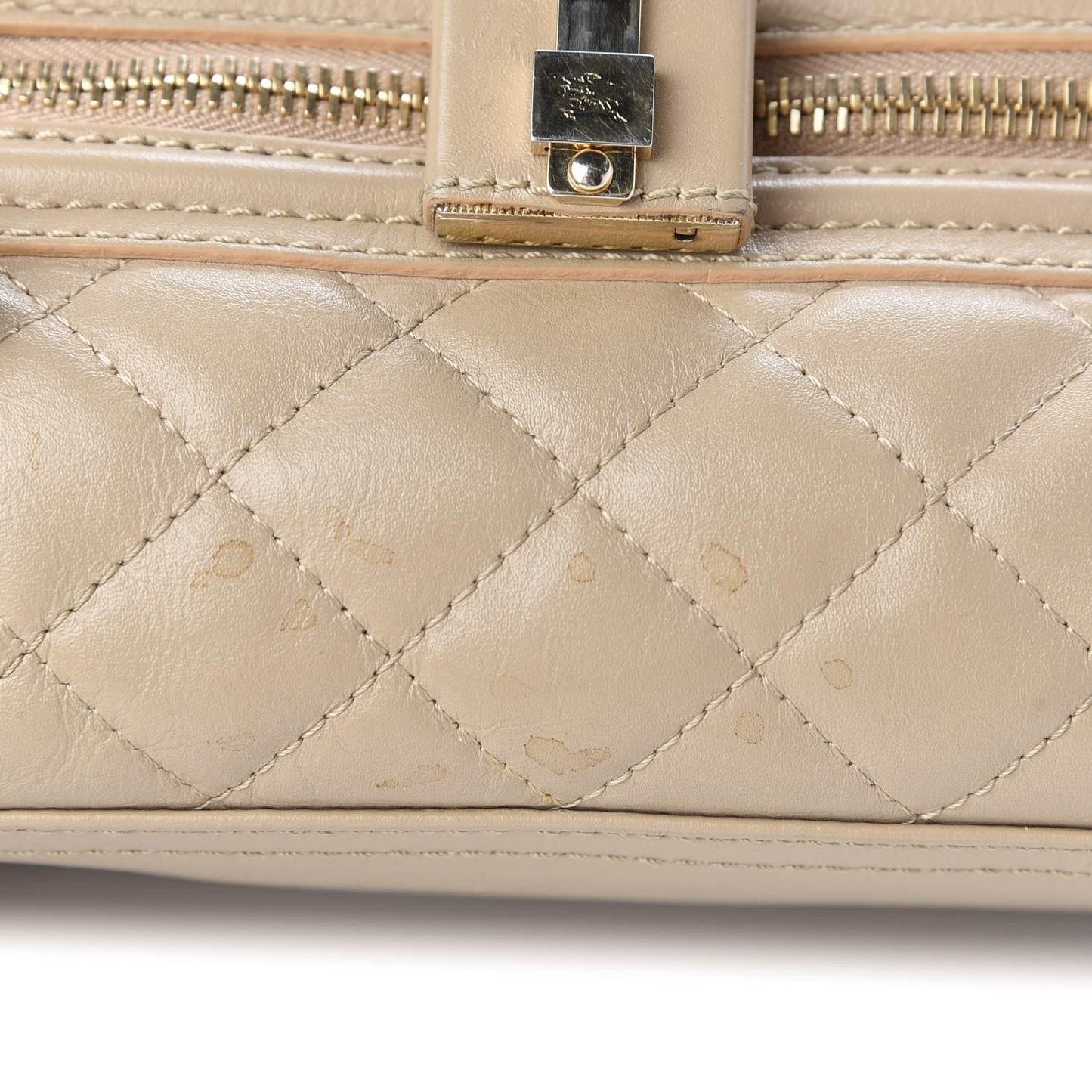 Quilted Calfskin Mini Manor Tote Beige