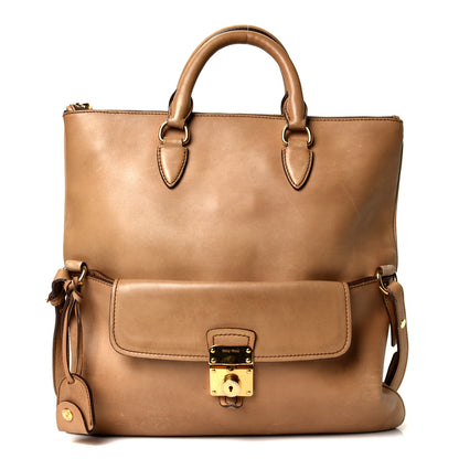 Miu Miu Vitello Foldable Shoulder Bag Sabbia 1 of 4