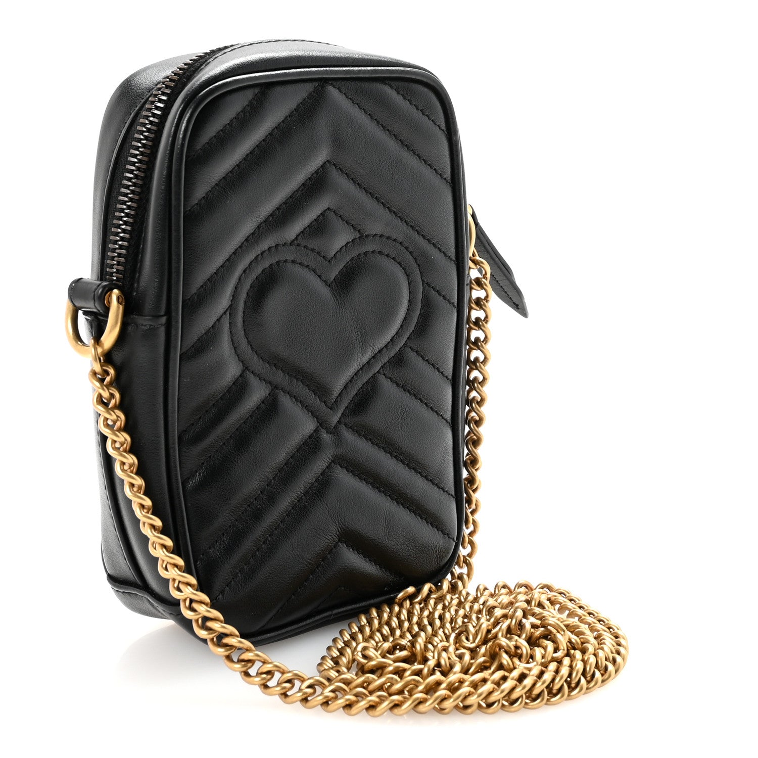 Gucci Calfskin Matelasse Mini GG Marmont Crossbody Bag Black 3 of 11