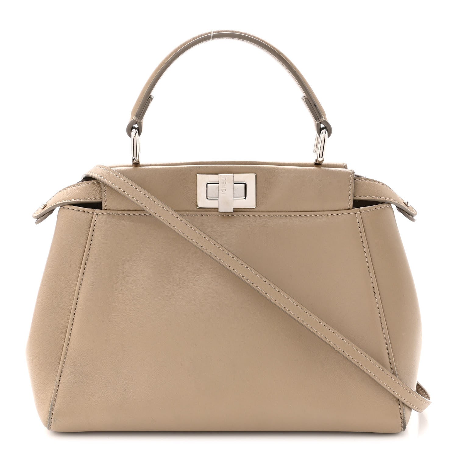 Fendi Nappa Mini Peekaboo Iconic Satchel Tortora 1 of 11