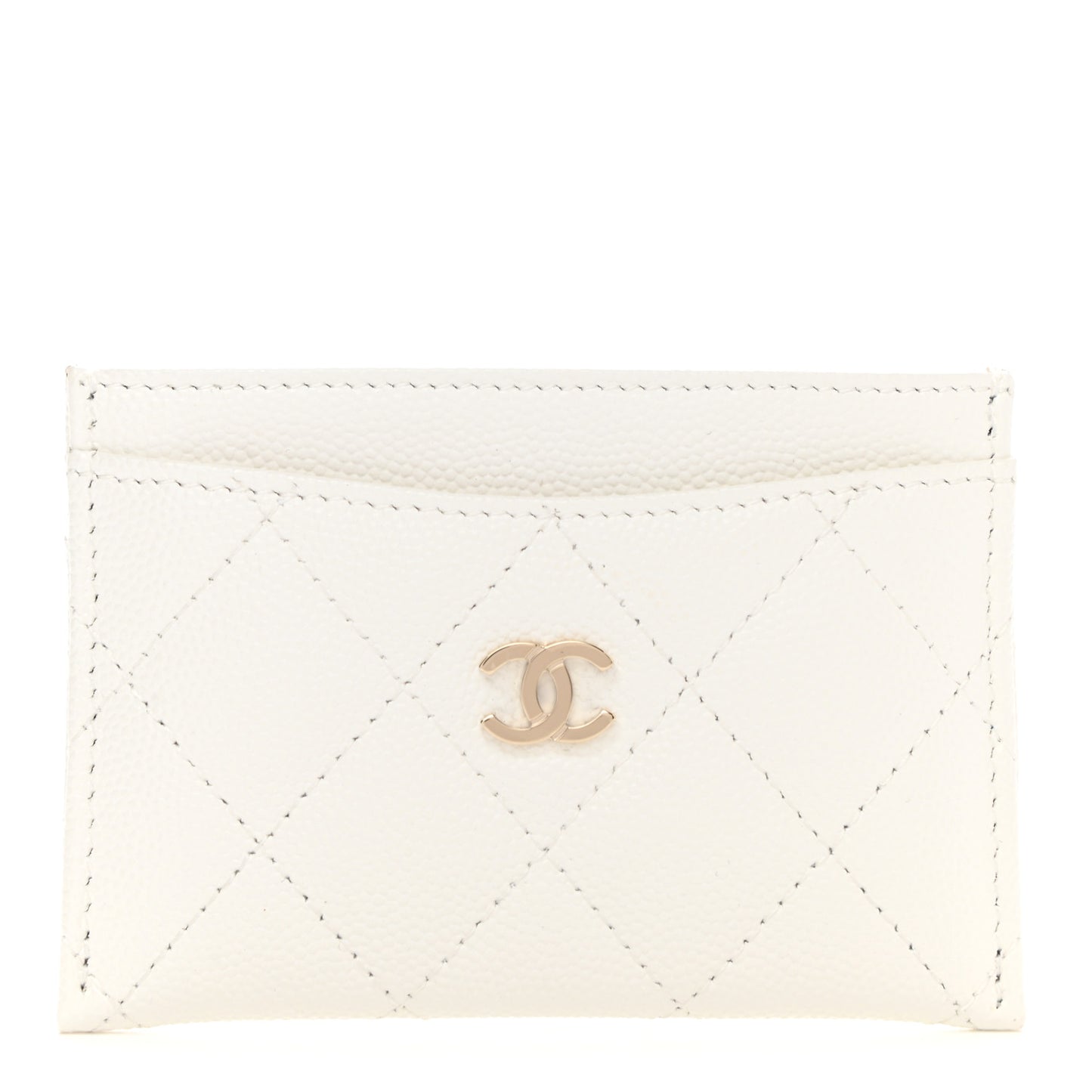 Caviar Quilted Card Holder White