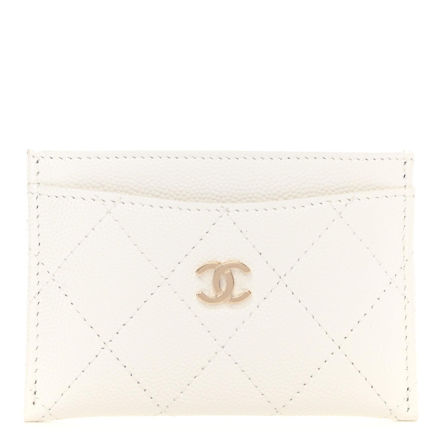 Chanel Caviar Quilted Card Holder White 1 of 8