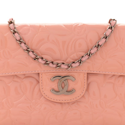 Chanel Patent Calfskin Camellia Embossed Flap Pochette Pink 8 of 13