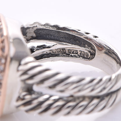 David Yurman Sterling Silver Rose Gold Diamond Morganite 11mm Albion Ring 53 6.5 9 of 9