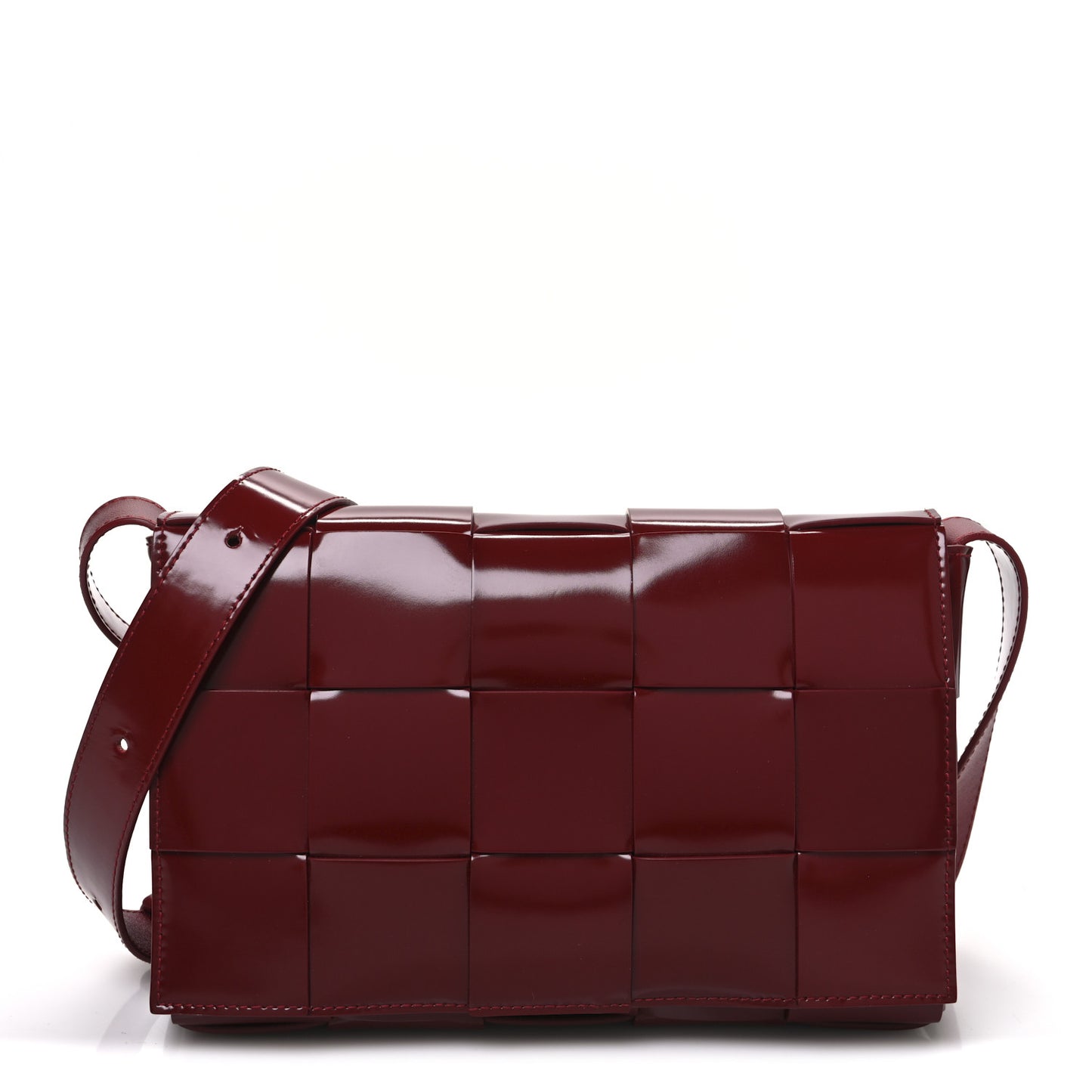 Patent Maxi Intrecciato Cassette Crossbody Bag Red