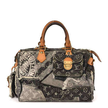 Louis Vuitton Denim Patchwork Speedy 30 Grey 1 of 8