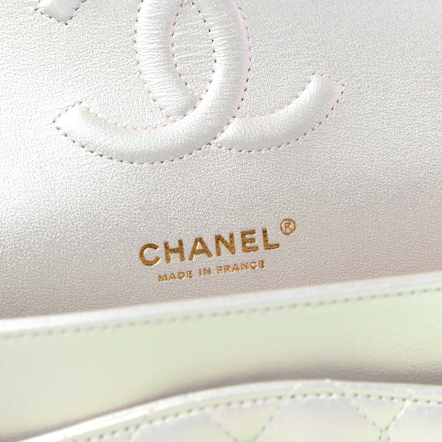 Chanel Iridescent Lambskin Quilted Medium Double Flap Ivory 8 of 10
