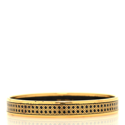 Hermes Enamel Printed Narrow Bracelet Gold Black 3 of 5
