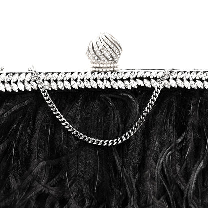 Jimmy Choo Satin Feather Crystal Embellished Celeste Clutch Black 7 of 9