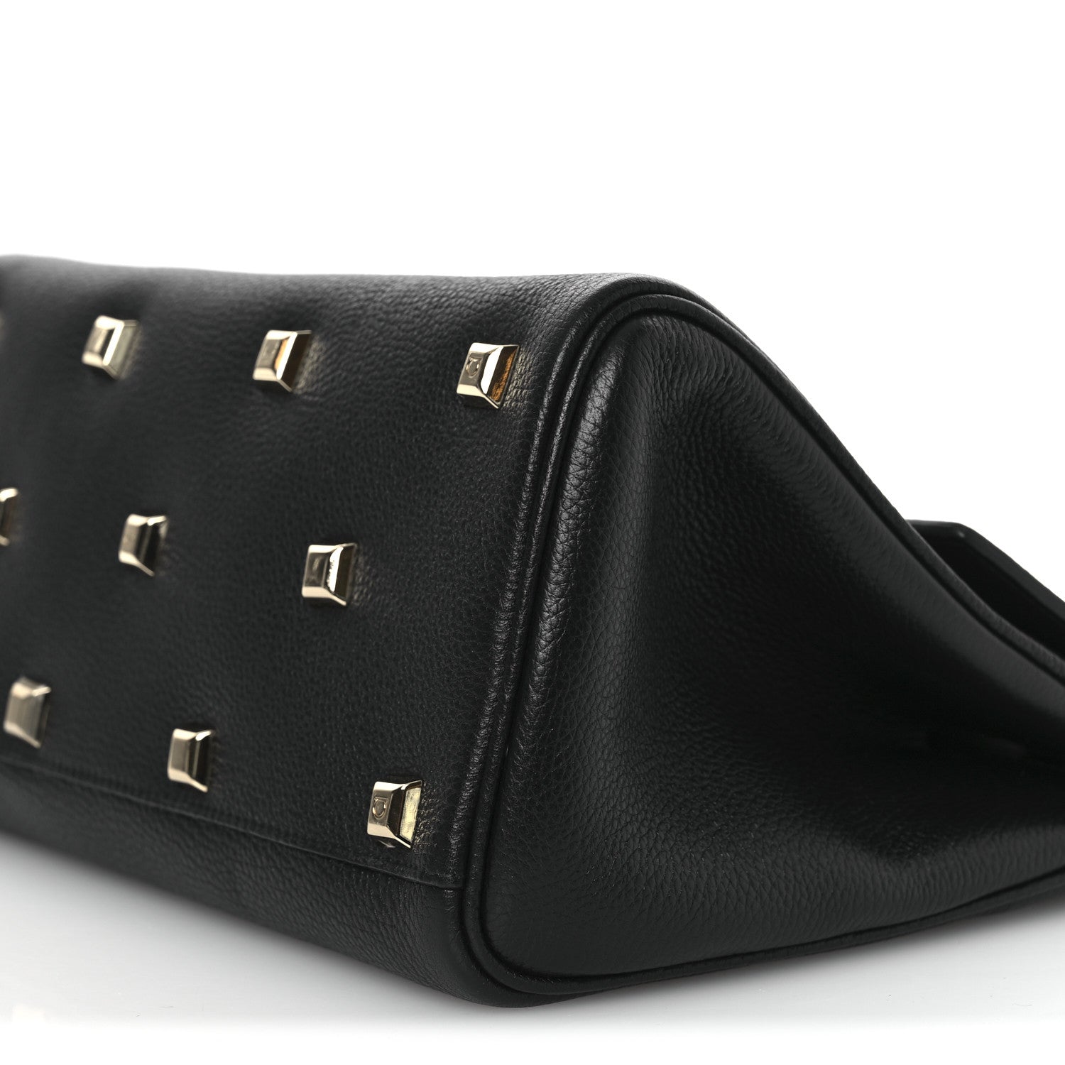 Salvatore Ferragamo Hammered Calfskin The Studio Bag Black 10 of 10