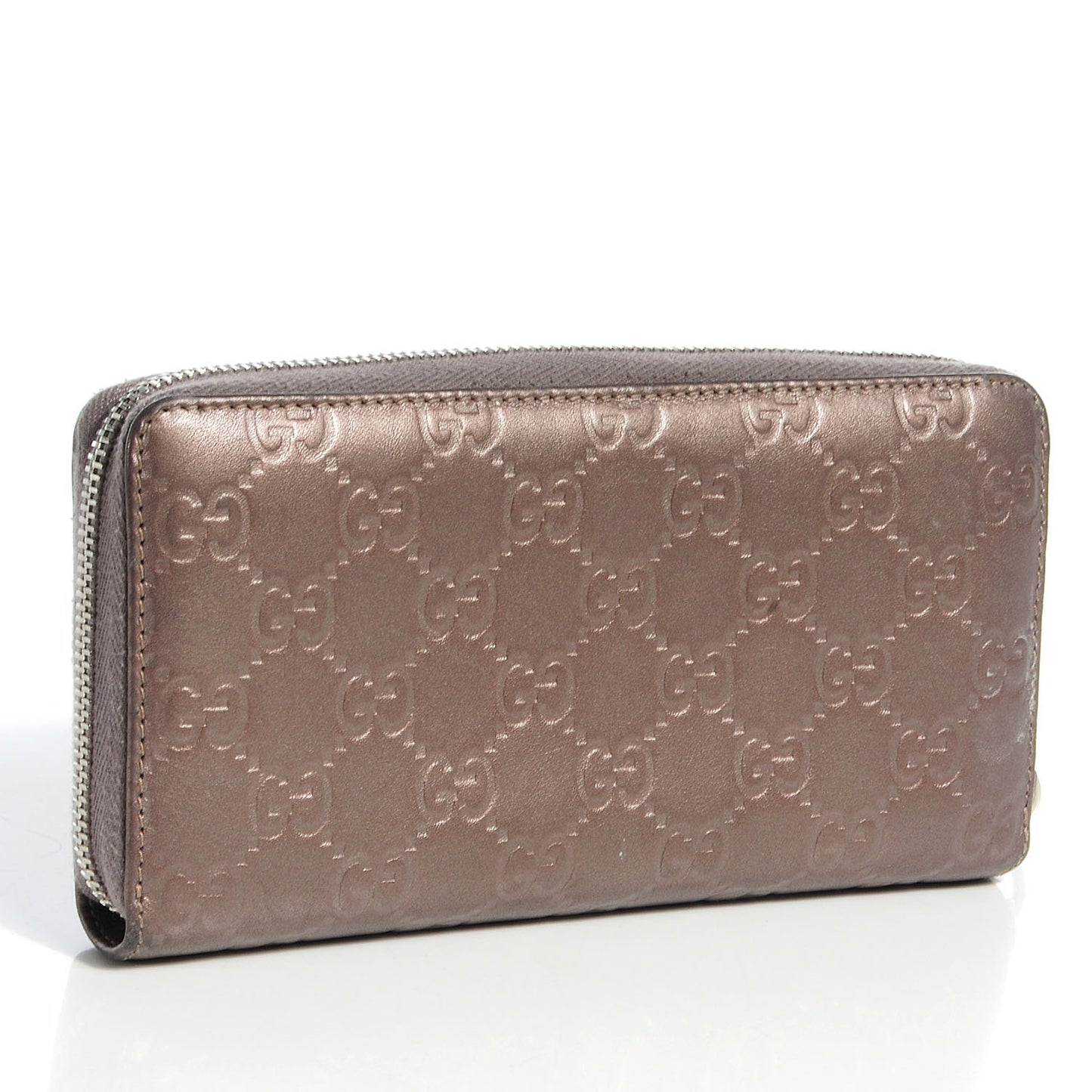 Metallic Guccissima Large Twins Zip Around Wallet Mauve
