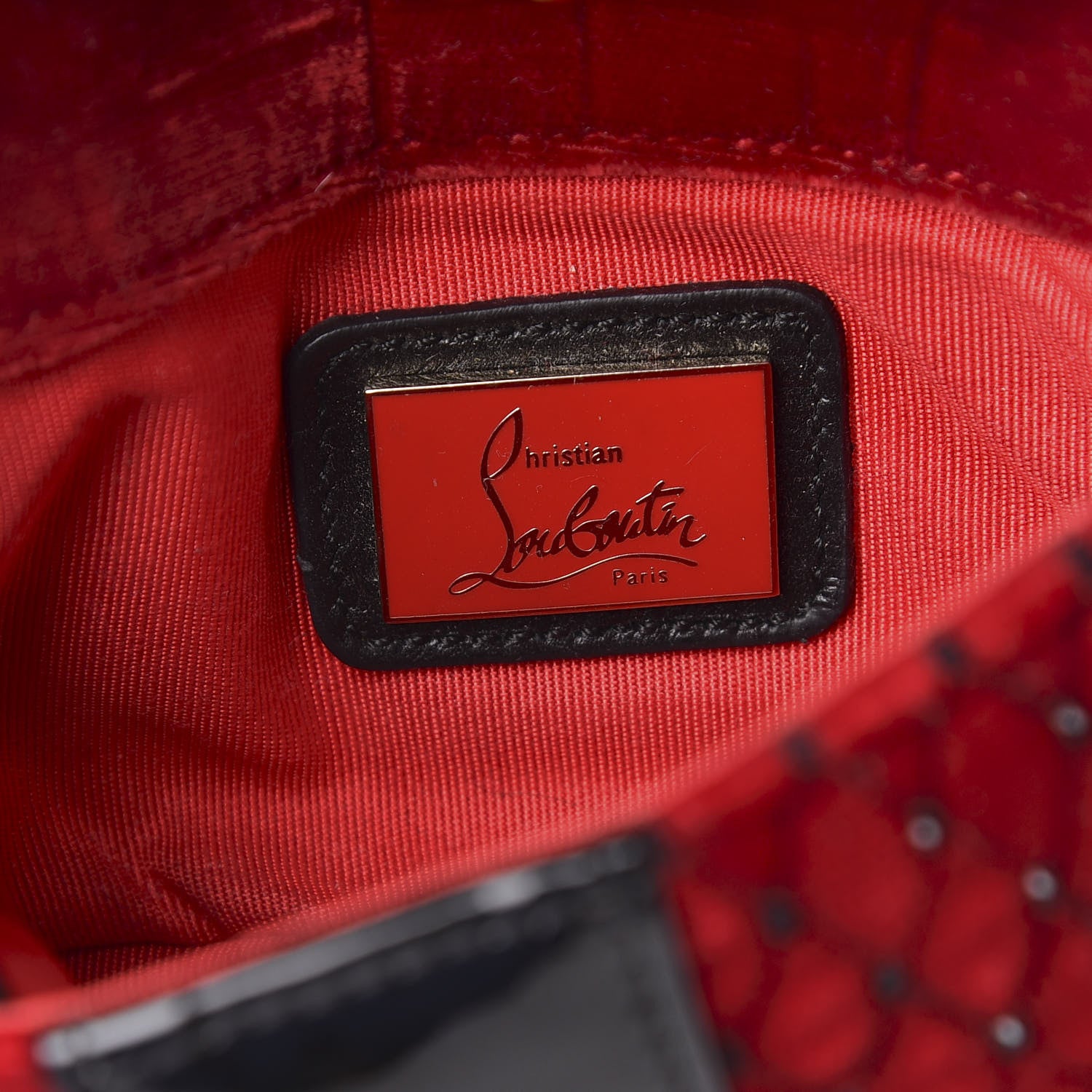 Christian Louboutin Velvet Patent Spikes Mini Sweety Charity Crossbody Bag Red Black 6 of 11