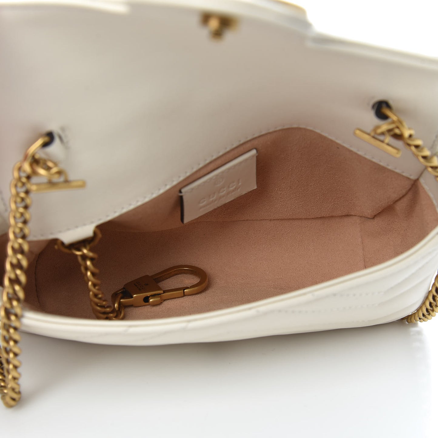 Calfskin Matelasse Super Mini GG Marmont Shoulder Bag White