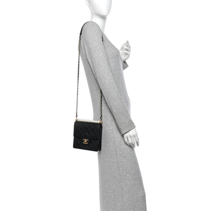 Chanel Goatskin Quilted Chic Pearls Flap Black 2 of 12