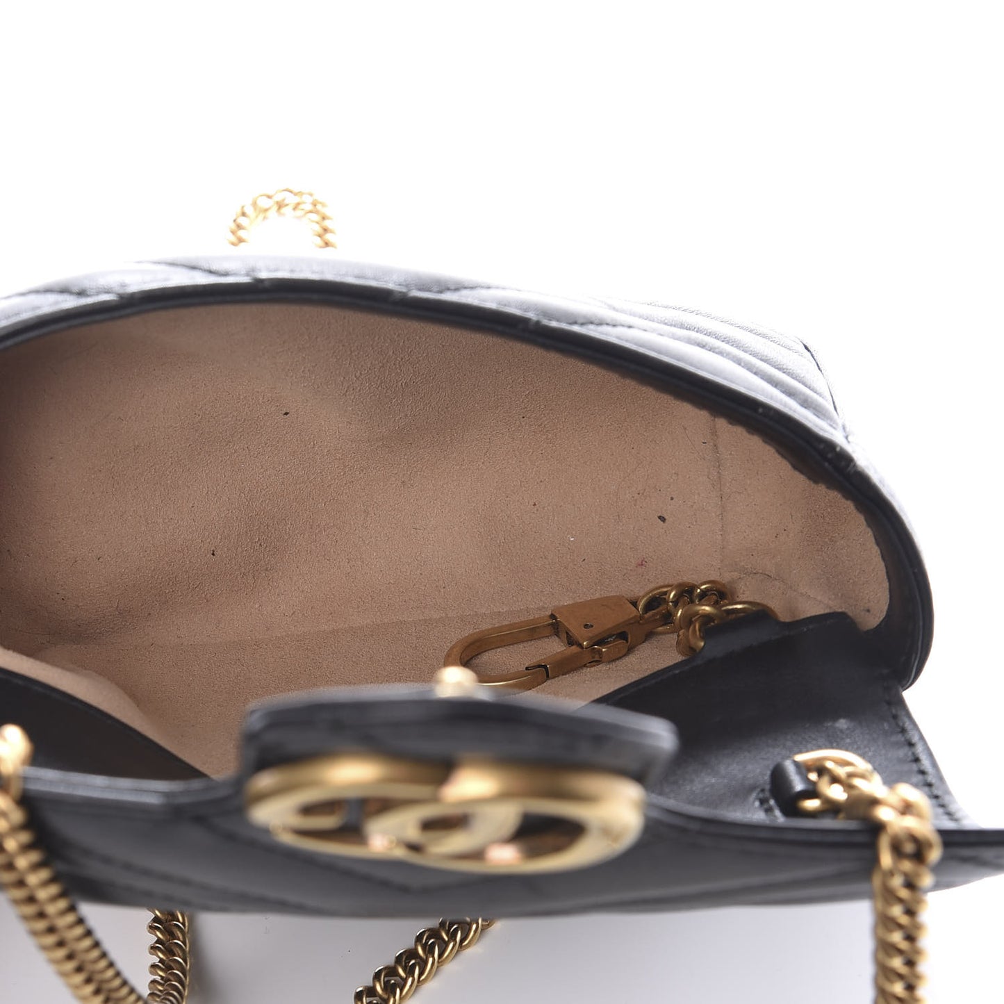 Calfskin Matelasse Super Mini GG Marmont Shoulder Bag Black