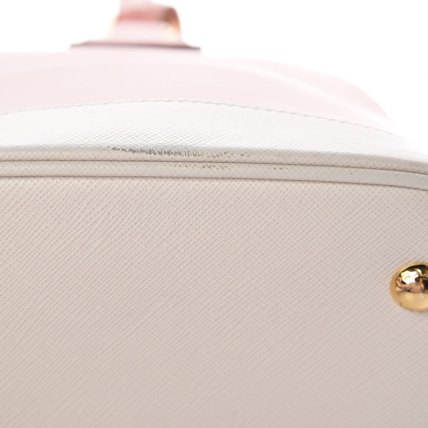 Saffiano Lux Bi-Color Promenade Dome Tote Orchidea Talco