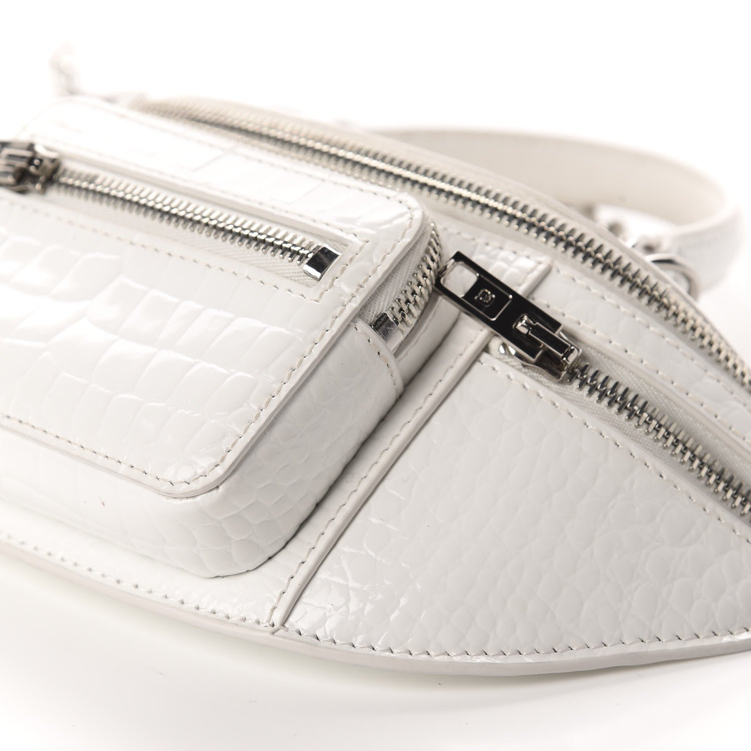 Alexander Wang Crocodile Embossed Patent Mini Top Handle Attica Belt Bag White 7 of 9