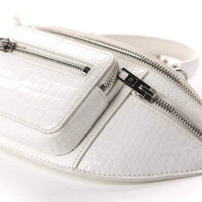 Alexander Wang Crocodile Embossed Patent Mini Top Handle Attica Belt Bag White 7 of 9